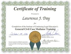 Certificate of Training: General Civil Case Mediator Training